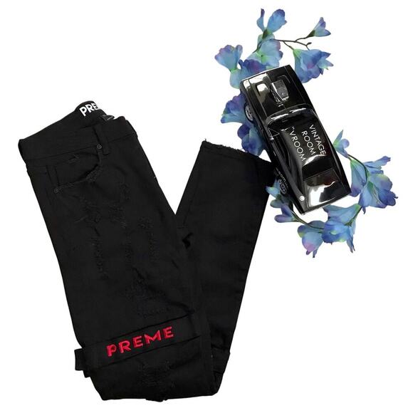Preme NWOT Black Distressed Skinny Jeans Men 32 - Picture 1 of 10